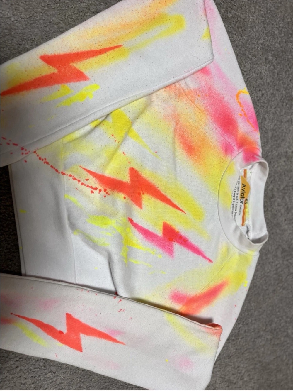 Rare!!! Aviator Nation Artist Collection Splatter Paint Bolt  Sweatshirt XS - Picture 3 of 8
